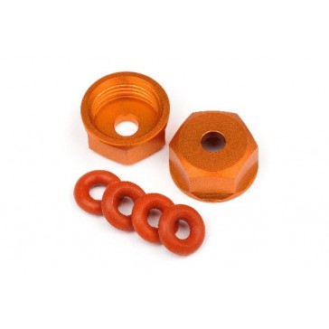 Aluminum Bottom Shock Cap (Orange/2Pcs)