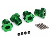 Wheel hubs, splined, 17mm (green-anodized) (4)/ 4x5 GS (4), 3x14mm pi