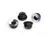 Nuts, 5mm flanged nylon locking (aluminum, black-anodized, serrated)