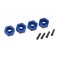 Wheel hubs, 12mm hex, 6061-T6 aluminum (blue-anodized) (4)/ screw pin