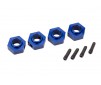 Wheel hubs, 12mm hex, 6061-T6 aluminum (blue-anodized) (4)/ screw pin