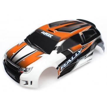 Body, Latrax 1/18 Rally, Orange (Painted)/ Decals