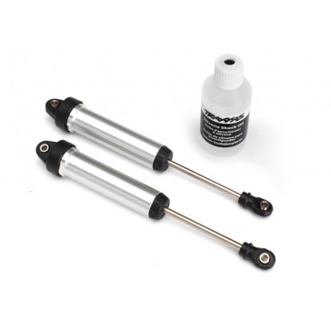 Shocks, GTR, 134mm, silver aluminum (fully assembled w/o springs) (fr