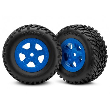 Tires and wheels, ass, glued (SCT blue wheels, SCT off-road