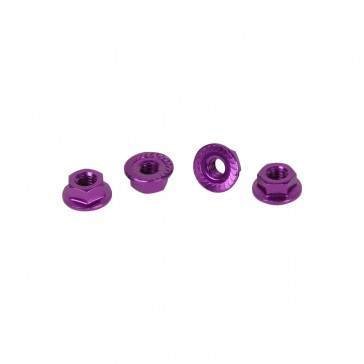 Serrated Alloy M4 Nuts: Violet  pk 4