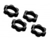 Wheel nuts, splined, 17mm, serrated (black-anodized) (4)