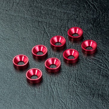 M3 Alum. countersunk spacer (red) (8)