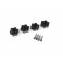 DISC.. Wheel hubs, hex, aluminum (black-anodized) (4)/ 4x13mm screw p