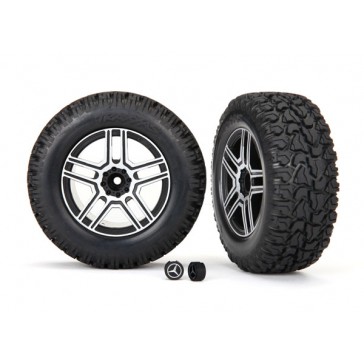 Tires and wheels, assembled, glued (2.6 black, satin chrome-plated Me