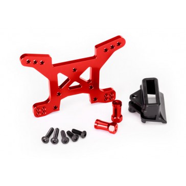 Shock tower, front, 7075-T6 aluminum (red-anodized) (1)/ body mount b