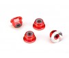 Nuts, aluminum, flanged, serrated (4mm) (red-anodized) (4)