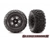 TIRES & WHEELS, ASSEMBLED, GLUED (2.8") RUSTLER® 4X4 BLACK WHEELS, SL