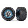 Tires & wheels, assembled, glued (black, blue beadlock style wheels,