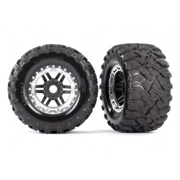 Tires & wheels, assembled, glued (black, satin chrome beadlock style