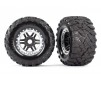 Tires & wheels, assembled, glued (black, satin chrome beadlock style