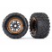 Tires & wheels, assembled, glued (black, orange beadlock style wheels