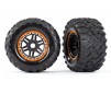 Tires & wheels, assembled, glued (black, orange beadlock style wheels