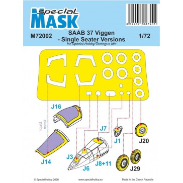 SAAB 37 Viggen Single Seater Mask   1:72