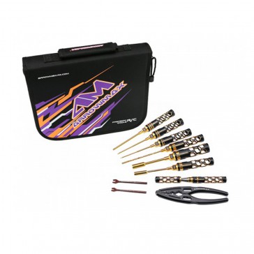 AM Toolset-1/10 Elect Trg Cars-Tool Bag Blk/Golden