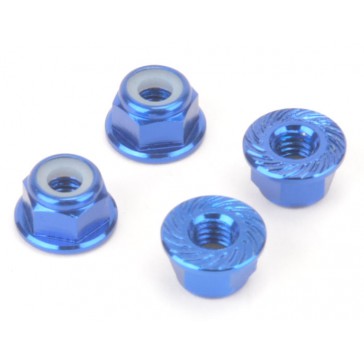 M4 Alloy Serrated Nyloc Nuts - Blue - 4pcs