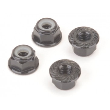 M4 Alloy Serrated Nyloc Nuts - Black - 4pcs