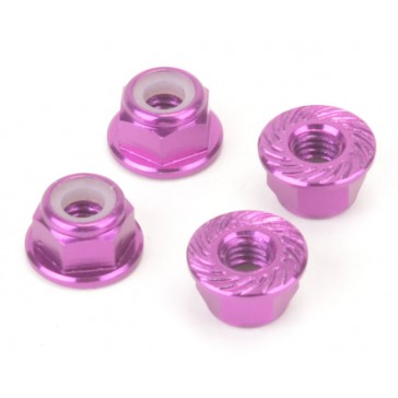 M4 Alloy Serrated Nyloc Nuts - Purple - 4pcs