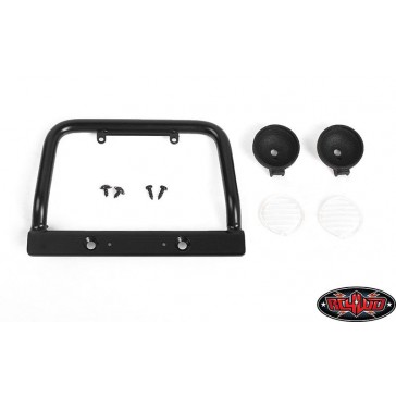 Steel Push Bar Front Bumper W/ Clear Flood Lights