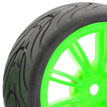 1/10 STREET/TREAD TYRE 20SP GREEN WHEEL