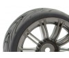 1/10 STREET/TREAD TYRE 20SP GUN METAL WHEEL