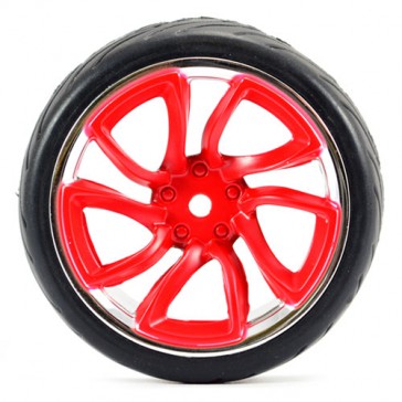 1/10 STREET/TREAD TYRE TRI-5 RED/CHROME WHEEL