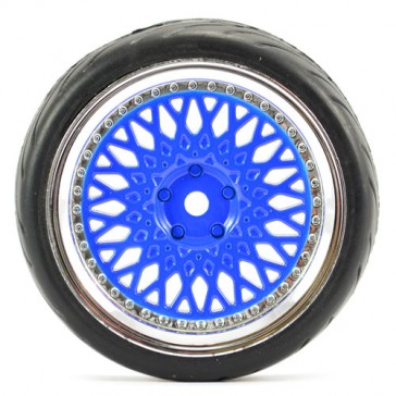 1/10 STREET/TREAD TYRE CLASSIC BLUE/CHROME WHEEL