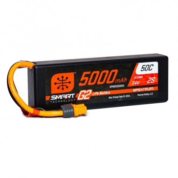 5000mAh 2S 7.4V Smart G2 LiPo 50C Hard Case: IC3