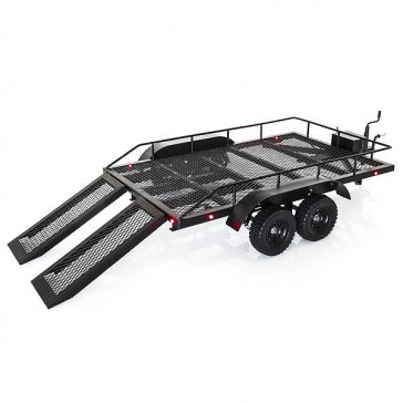 SCALE DUAL AXLE TRUCK CAR TRAILER w/RAMPS & LEDs