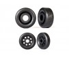 Wheels, wheelie bar, black (26mm (2), 18mm (2))