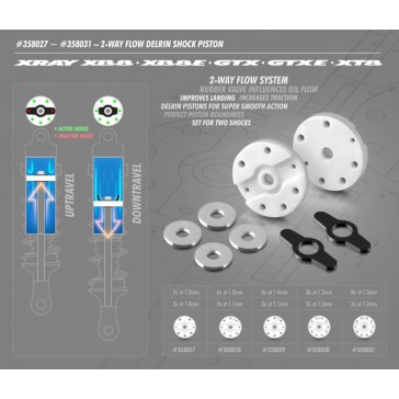 2-WAY FLOW DELRIN SHOCK PISTON 6-H. (1.3MM) & 2-H. (1.1MM) (2)