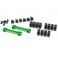 Mounts, suspension arms, aluminum (green-anodized) (front &