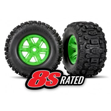 Tires & wheels assembled (X-Maxx® Green + Sledgehammer®+ foam)