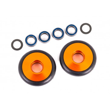 Wheels, wheelie bar, 6061-T6 aluminum (orange-anodized) (2)/ 5x8x2.5m