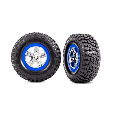 Tires & wheels, assembled, glued (SCT chrome, blue beadlock style whe