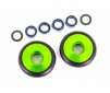 Wheels, wheelie bar, 6061-T6 aluminum (green-anodized) (2)/ 5x8x2.5mm