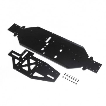 Chassis w/Brace Plate, 4mm, Black: DBXL 2.0