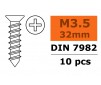 Self-tapping Flat Head Screw - 3,5X32mm - Galvanized Steel (10pcs)