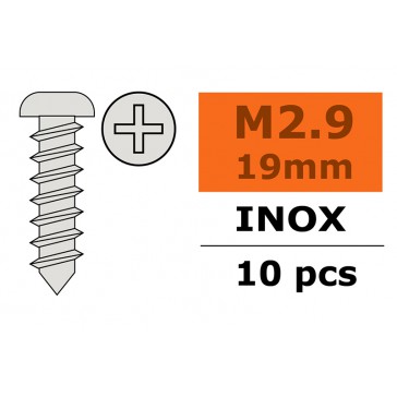 Vis à tôle tête bombée - 2,9X19mm - Inox (10pcs)