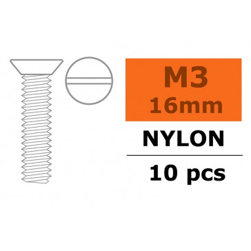 Flat Head Screw - M3X16 Nylon (5pcs)