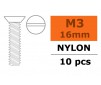 Flat Head Screw - M3X16 Nylon (5pcs)