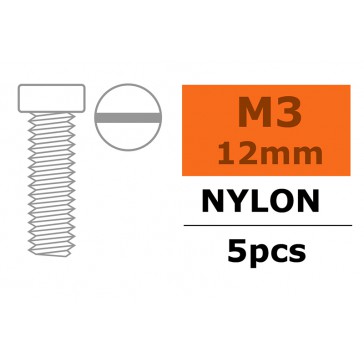 Vis à tête cylindrique - M3X12 - Nylon (5pcs)