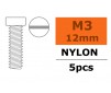 Vis à tête cylindrique - M3X12 - Nylon (5pcs)