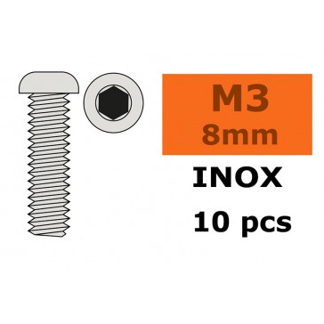 Hex Button Head Screw - M3X8 Inox (10pcs)