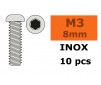 Hex Button Head Screw - M3X8 Inox (10pcs)