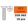 Flat Head Screw - M3X12 - Galvanized Steel (10pcs)